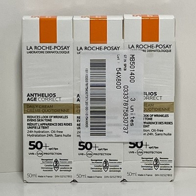 3x La Roche Posay Anthelios Age Correct SPF50+ Daily Cream 50ml New
