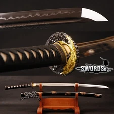 Sharp Japanese Samurai Katana Sword Clay Tempered Real Hamon Wild Goose Tsuba