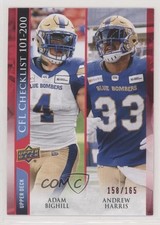 2021 Upper Deck CFL Checklist Red 158/165 Andrew Harris Adam Bighill #200 4qn