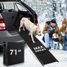 Dog Ramp for Car, 71"x 20" Extra Wide Portable Dog Car Ramp, Max 300lbs Alumi...