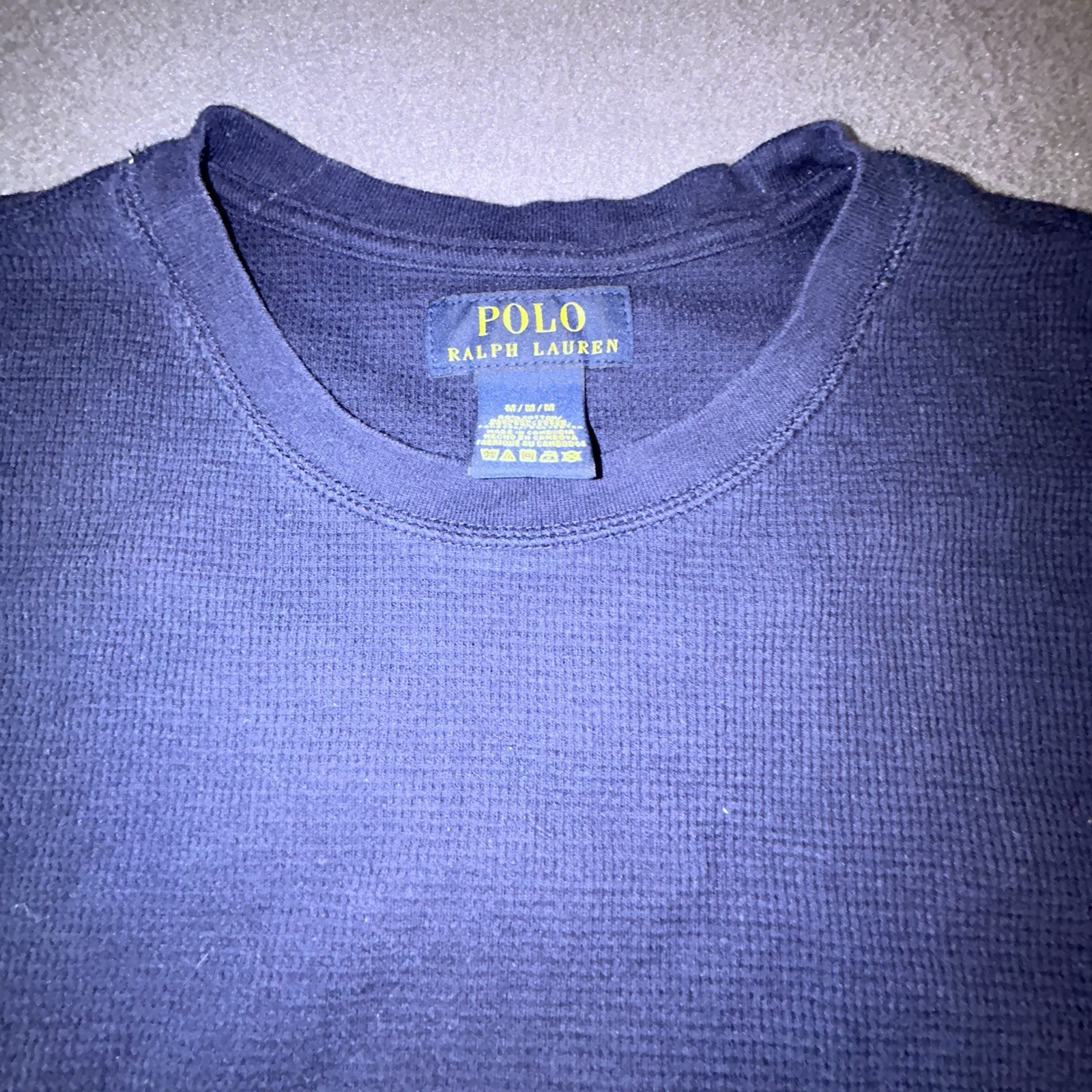Polo Ralph Lauren Waffle Maglia Maglione Leggero Camicia Uomo Medium Navy Pony