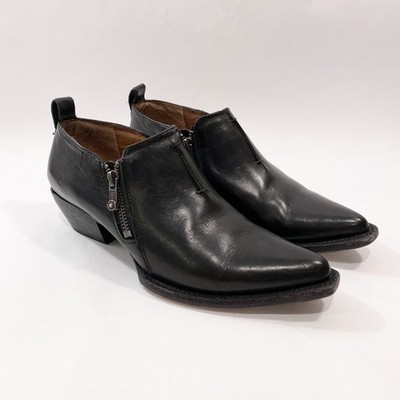FRYE Sacha Moto Shootie Black Leather Double Zip Snip Toe Western Bootie 8 B