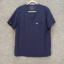 Figs Scrub Shirt Women XL Blue Vneck Single Pocket Technical Collection Shirt