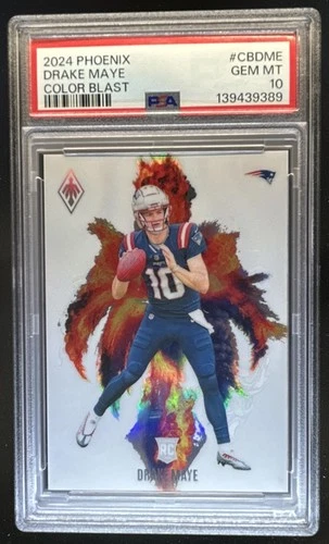 2024 Panini Phoenix Drake Maye Color Blast RC Rookie SSP #CB-DME Patriots PSA 10