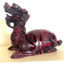 Dragon Box Cinnabar Resin Dragon Turtle Fantasy figure Trinket Box Unique Wealth