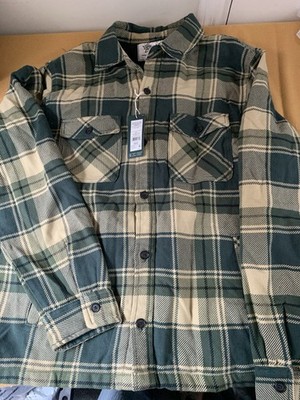 Alpine Design Mens L Heavyweight Flannel Shirt Green Plaid New