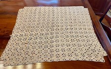 Vintage Handmade Beige Crocheted Table Topper 30 x 31.5