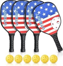 Utebit Pickleball Wooden Paddle Set w/ 6 Balls
