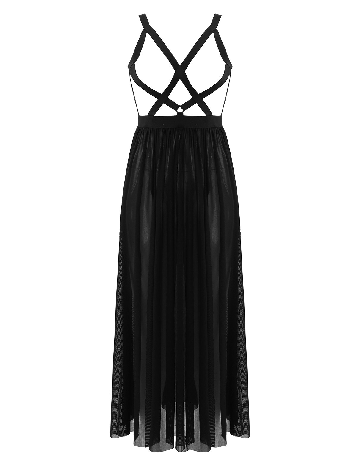 Women's See Through Mesh Bodycon Sleeveless Evening Party Cocktail Long