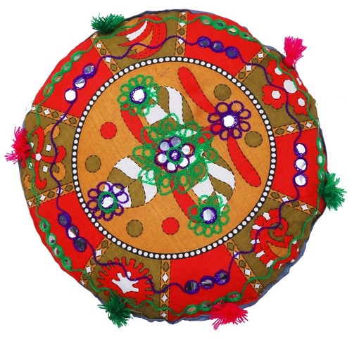 (Pack Of 3)16" Indian Round Seat Floor Pillow Meditation seat/Cushion Cover - Picture 6 of 7