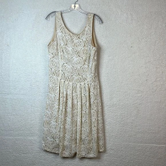 OFF WHITE Abito donna Sharagano bianco sporco senza maniche pizzo overlay TAGLIA 14 TAGLIE FORTI