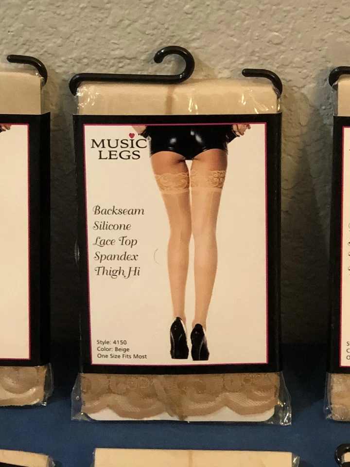 Lote de 10 patas de música costura trasera silicona encaje superior spandex muslo ajuste NUEVO estilo 4150 Foto 3 de 4