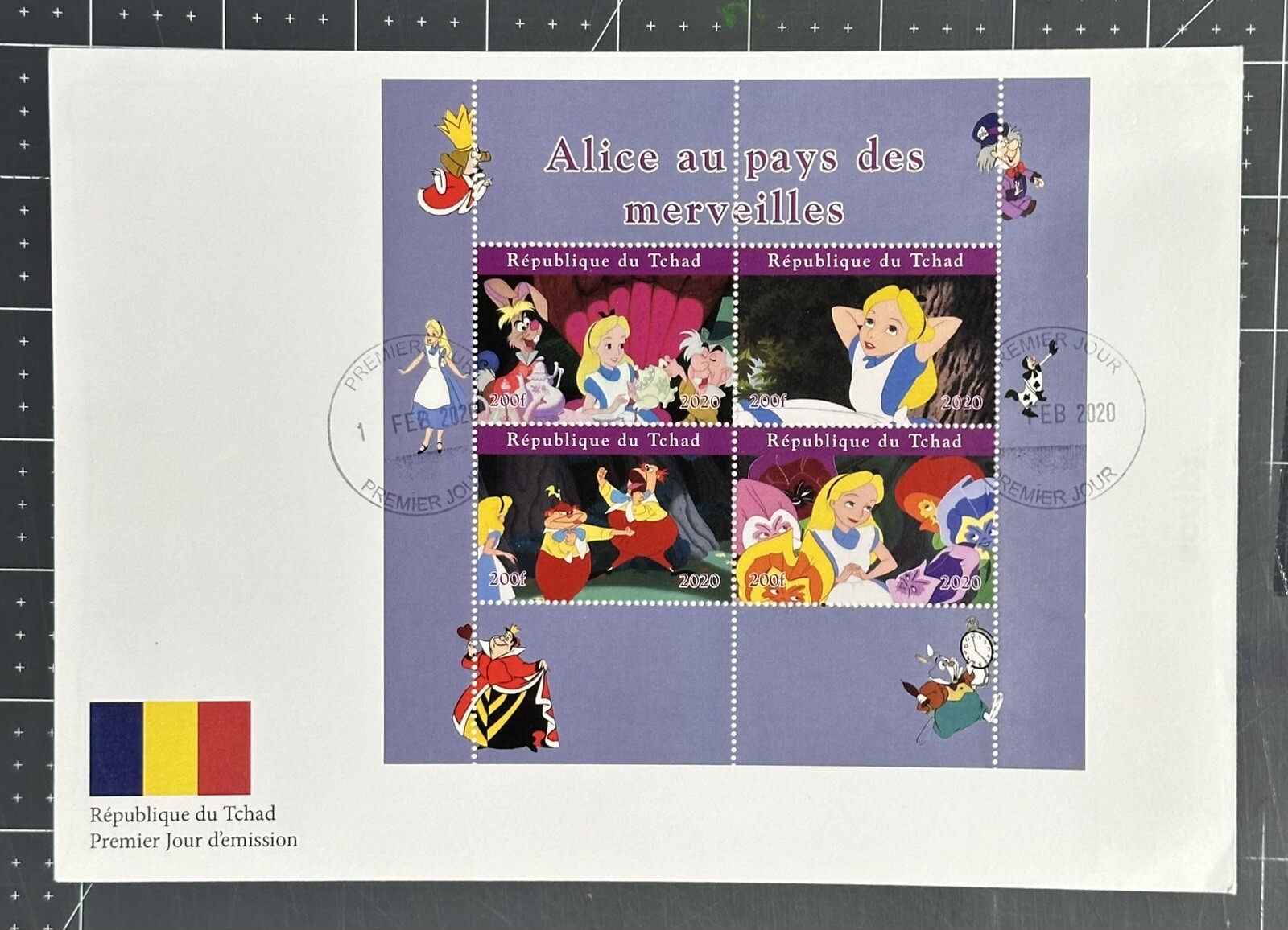 Animación de dibujos animados CHAD 2020 grande FDC DISNEY “Alicia en el país de las maravillas”