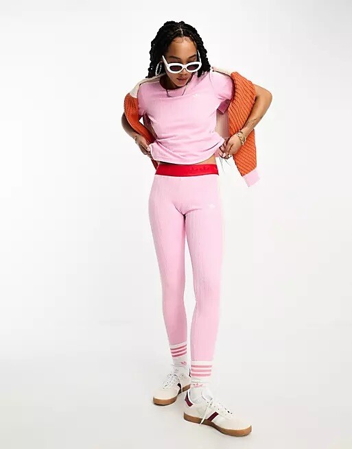 Adidas Originals Adicolor 70s Pink Knit Leggings IK7848 | eBay