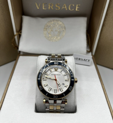 Versace Greca Sport Mens Watch Silver Stainless 43mm VEZ300521 New