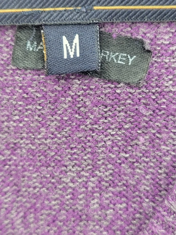 Suéter masculino Barbour roxo médio gola V logotipo pulôver algodão cashmere designer - Imagem 4 de 4