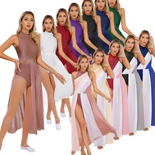 Womens Lyrical Contemporary Competition Dance Dress Flowy Skirted Leotard