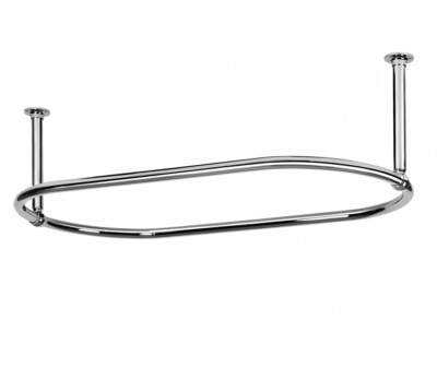 Ovale Duschvorhangschiene mit Deckenendfix groß poliert Chrom Finish