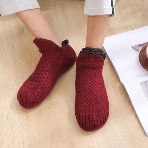 Men Women Warm Fleeced Slipper Winter Socks Fluffy Non Slip Cosy Bed Floor Socks - Picture 3 of 13