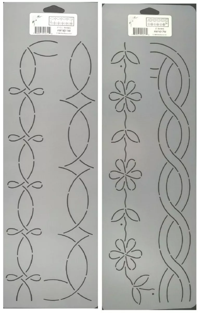 2 Quilting Stencils Continuous Line Border 2 Floral Quilt Pattern  Templates Set