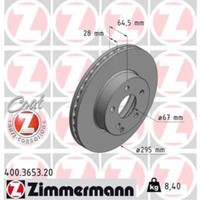 Zimmermann 2X Bremsscheibe Vorne Ø295 Mm InnenbelüFtet FüR Mercedes C-Klasse