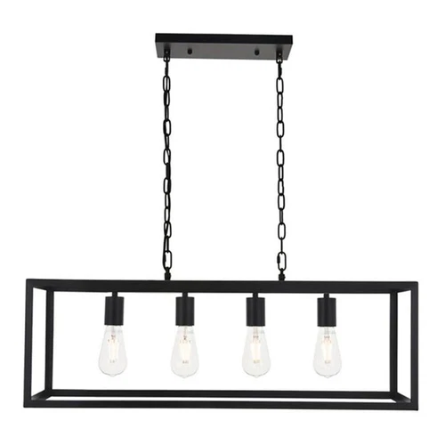 Living District Resolute 4-Light Mid-Century Metal Pendant in Black - Picture 1 of 7
