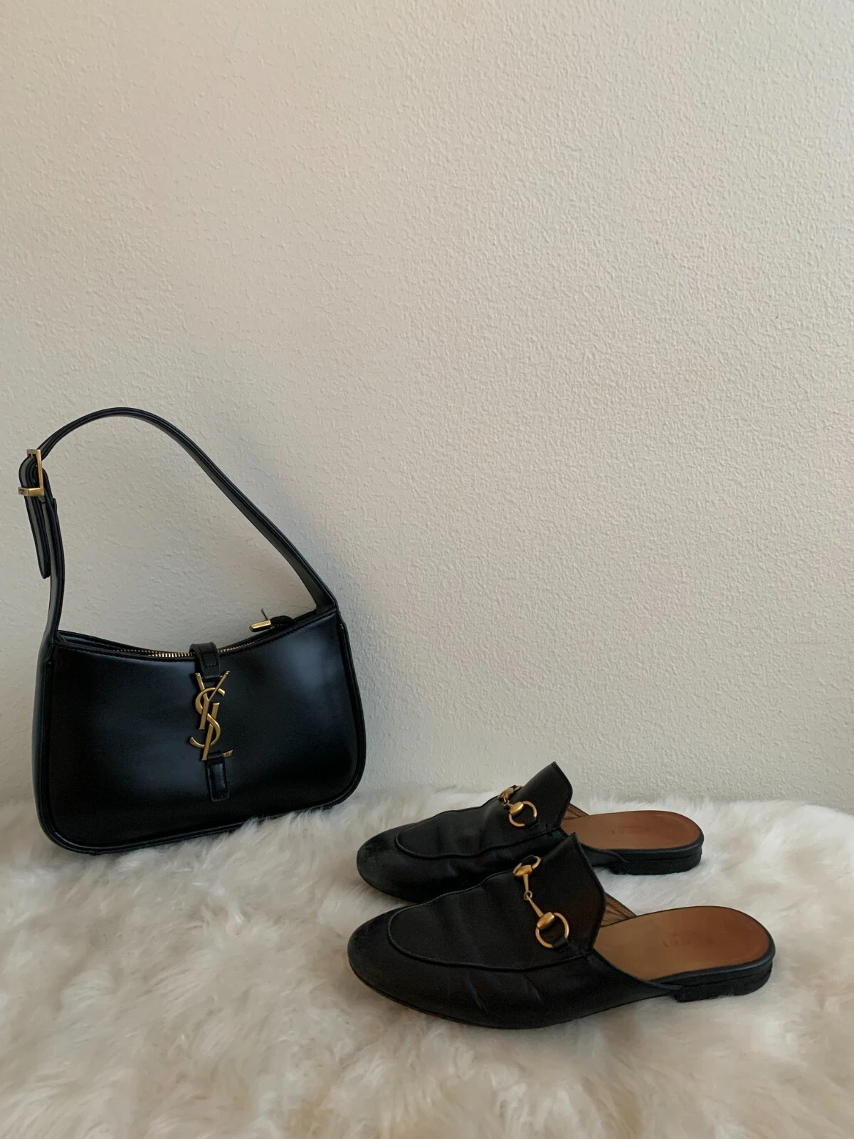 Authentique Gucci Princetown mules chaussures en cuir pantoufles plates GG