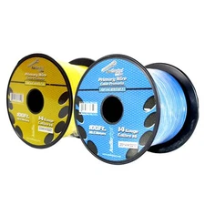 14 GA 100 FT Yellow Blue Stranded Spools of CCA Primary Power Ground Wire Cable