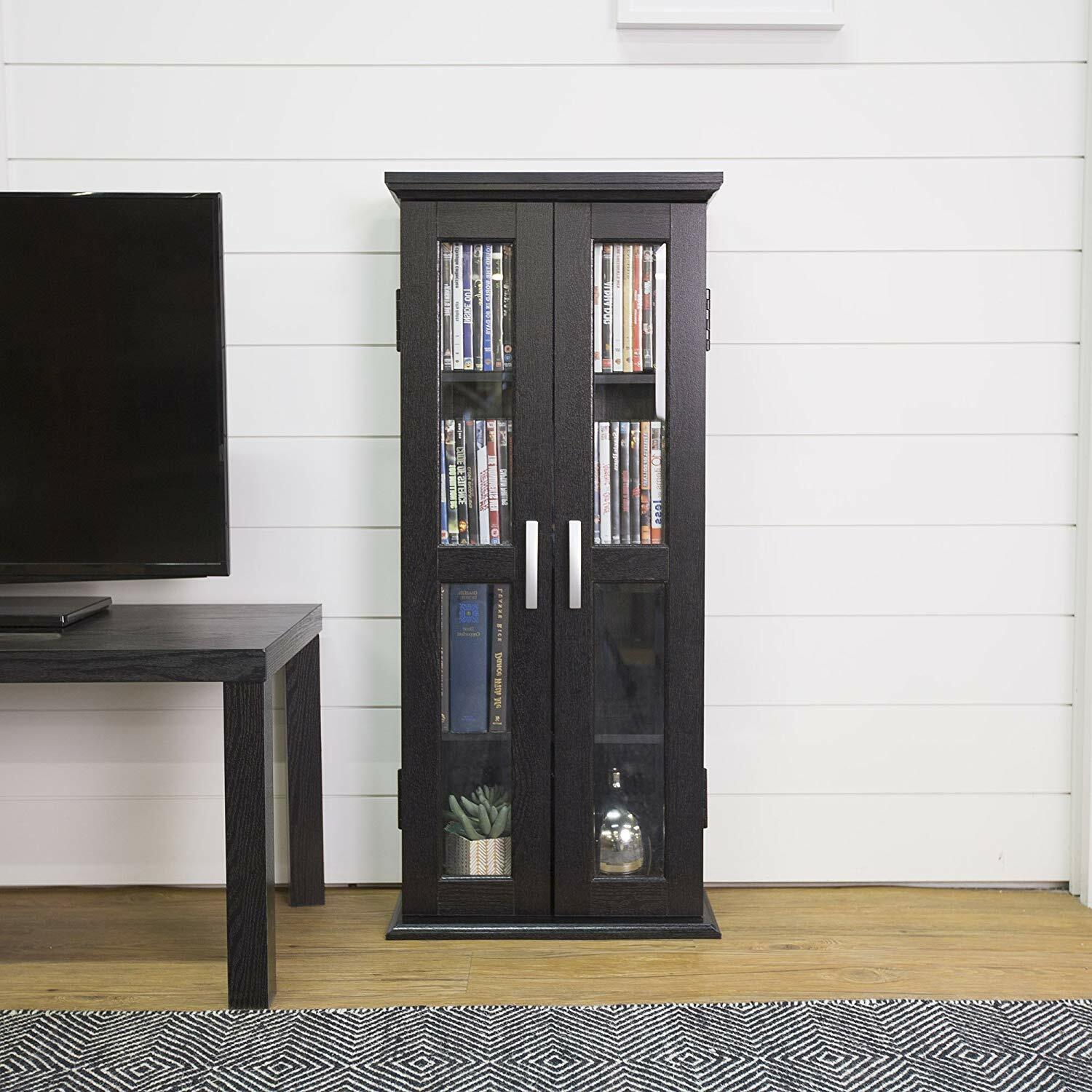 Bookcase With Doors Wood Bookshelf Furniture Living Room Storage Cabinet