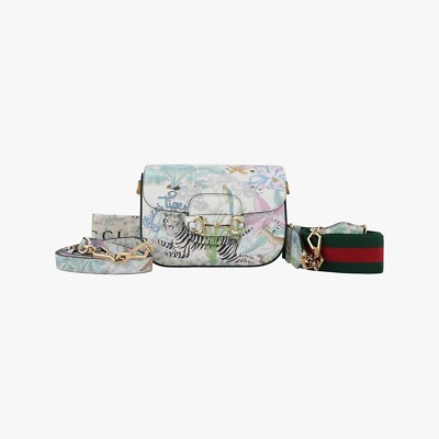 Gucci Horsebit 1955 Multicolor Leather 677266 Shangai Printed Mini