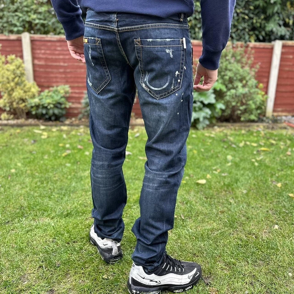 DSquared2 Denim Jeans Men’s Straight Fit Leg W32 L33 Dark Blue Navy Trousers - Image 2 of 4