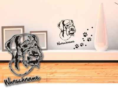 Wandtattoo German Wirehaired Pointer Deutsch Drahthaar H198 Wunschname Tatze