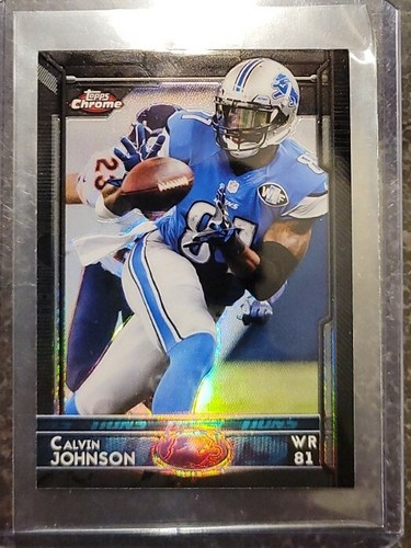Calvin Johnson [Black Refractor] #5 2015 Topps Chrome card