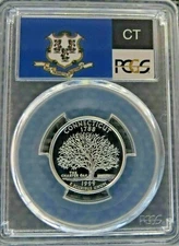 1999 S 25c Connecticut SILVER Flag Label STATE 25c Proof PCGS PR 69 DEEP CAMEO