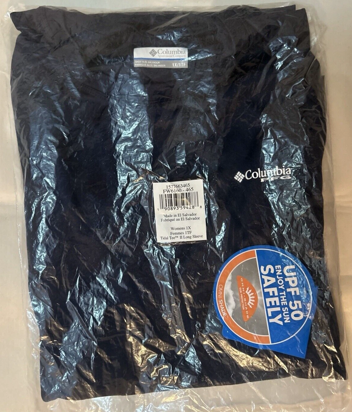 NEW Columbia Women's PFG Tidal Tee II Long Sleeve Shirt, Collegiate Navy , 1X