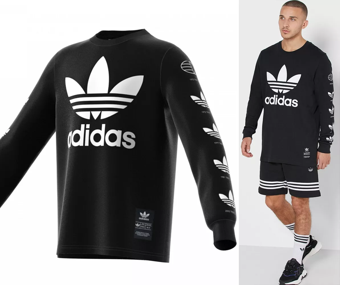 adidas Originals LS History Graphic Junior Kids Long Sleeve T Shirts Bk White