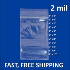 100x 2-Mil Clear Zip Plastic Lock Bags Poly Jewelry Zipper Pill Baggies US 4" 6"