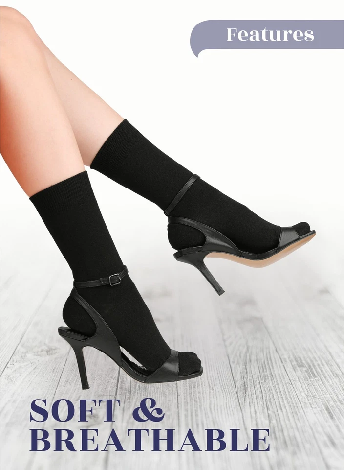 Hugh Ugoli Women's Cotton Crew Socks, Plain Color, Regular Fit, Soft Casual Sock - Image 3 of 4