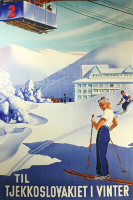 Aosta Valley Valle Ski Skiing Sport Italy Mountain Vintage Wall - POSTER 20x30