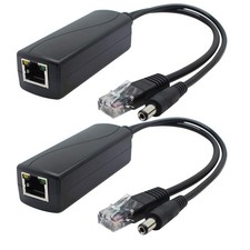 2-Pack Gigabit PoE Splitter, 48V to 12V 2A Ethernet Adapter, for Security Cam...