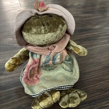 Russ Berrie Florissa Frog W/Dress Bean Bag Plush Stuffed Animal 9" Tall