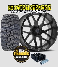 4 Wheels Tires 22 22x12 6x139.7 -44 Wicked 903 Satin Black 33x12.50r22