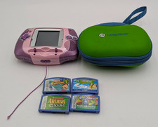 LeapFrog Leapster Learning Game System Pink/Purple 4 games Working / missing pen