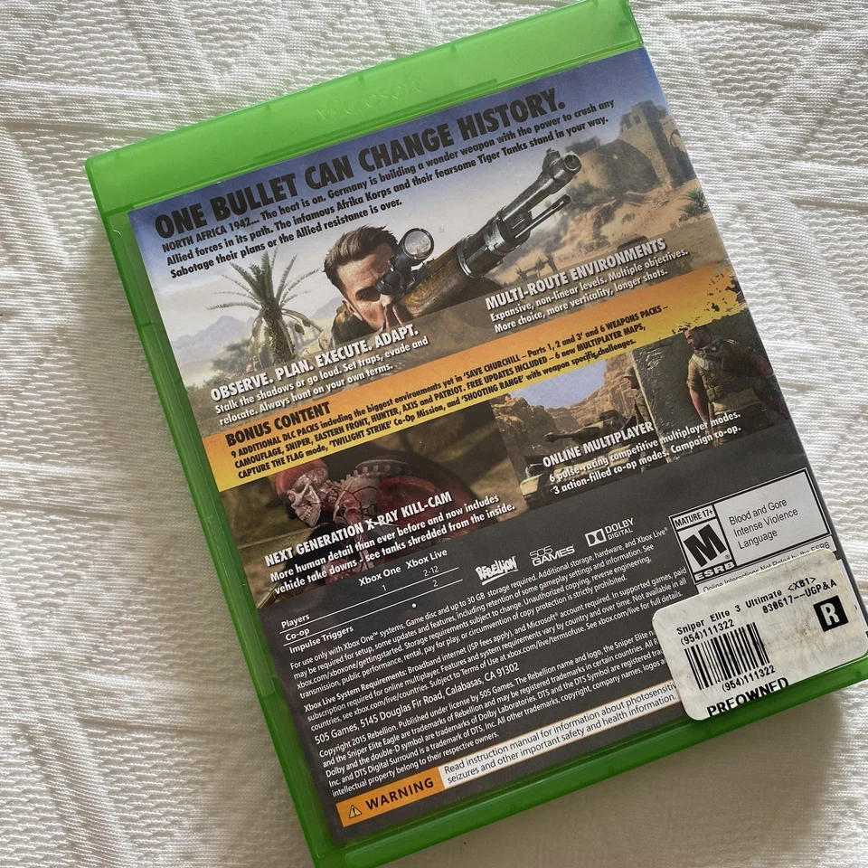 Sniper Elite 3 Ultimate Edition (Xbox One Microsoft) Tested Working  - Image 3 of 3