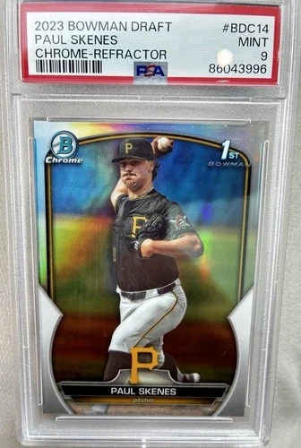Paul Skenes 2023 Bowman Draft Chrome Refractor #BDC‑14 PSA 9 1st Bowman
