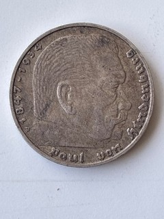 1936 D Germany 5 Mark Silver