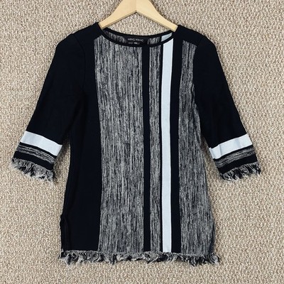 Ming Wang Sweater Women s PXS Black Blue Career Office Elegant T624