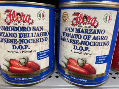 2 Pack Flora Fine Foods San Marzano DOP Whole Peeled Tomatoes 28 oz Cans Italian