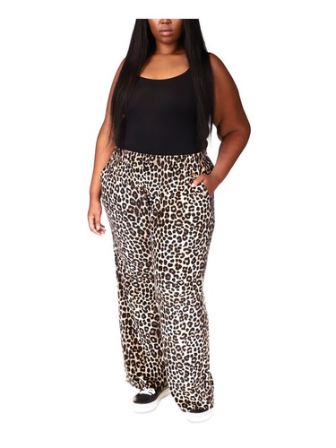 MICHAEL MICHAEL KORS Womens Beige Wide Leg Velour High Waist Pants Plus 1X - Picture 9 of 11