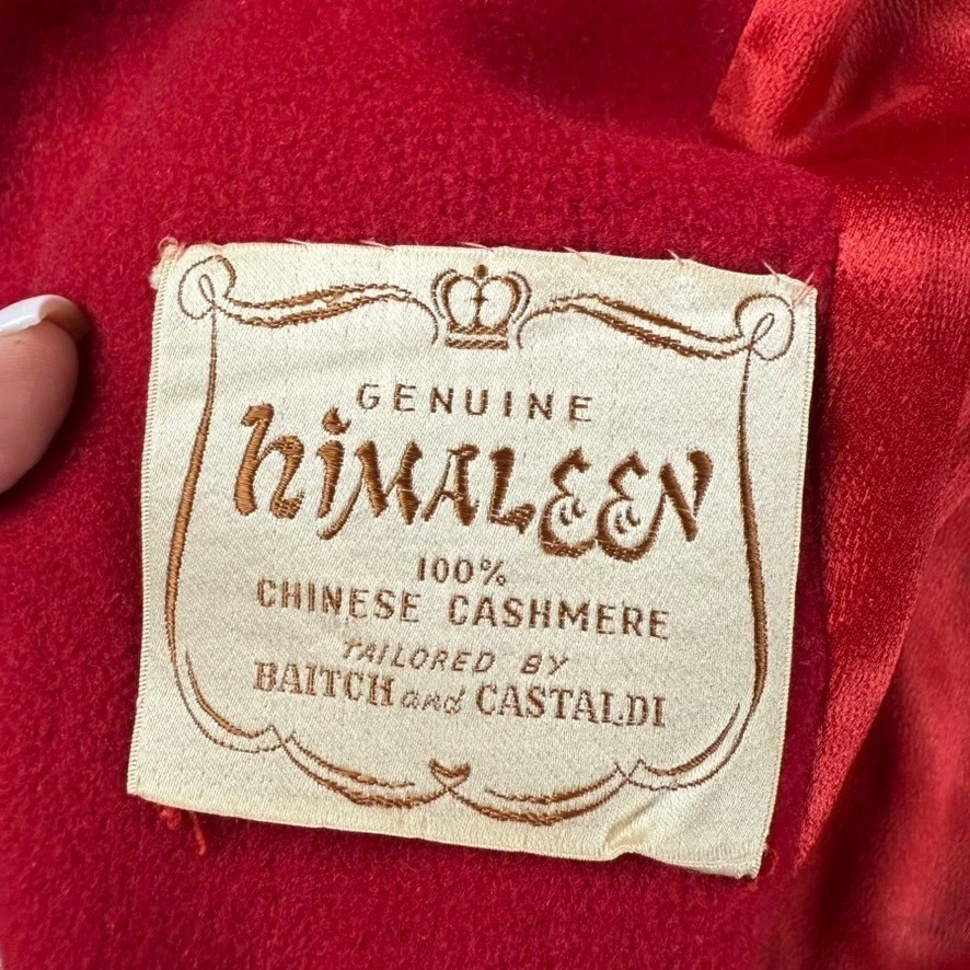 Abrigo columpio vintage años 50 del Himalaya 100 % cachemir rojo para mujer M/L Baitch Castaldi Foto 2 de 4